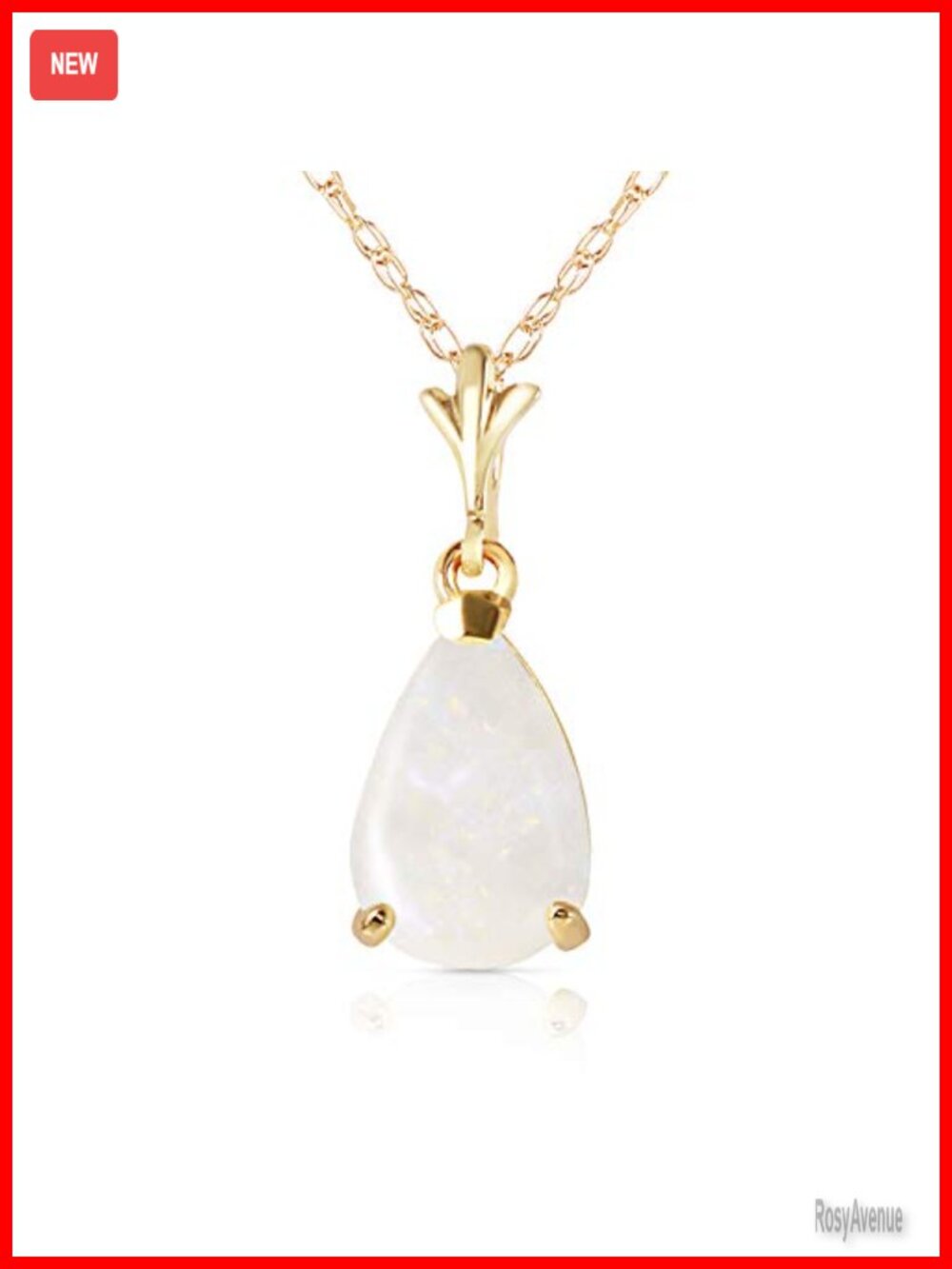 14K Yellow Gold Natural Opal Pendant Necklace Fine Jewelry